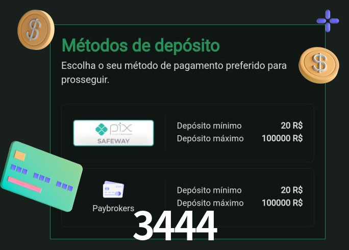 O cassino 3444 oferece uma grande variedade de métodos de pagamento